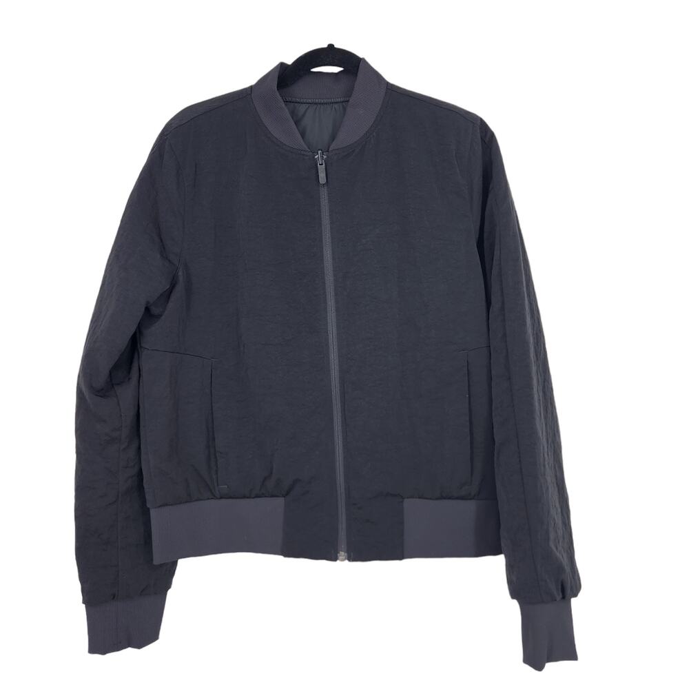 Lululemon Non-Stop Black Reversible Hip Length Base Warmth Bomber Jacket Size 10